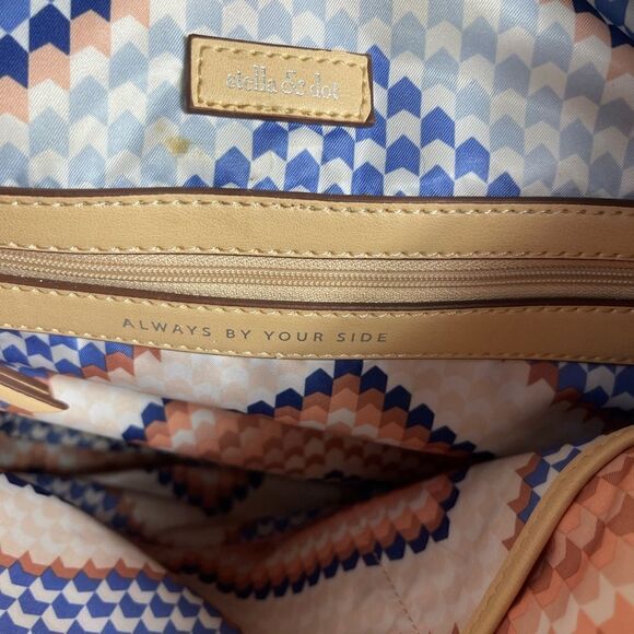 Stella & dot Rattan woven beige large shoulder bag with cream trim and strap - Picture 9 of 11